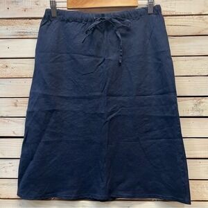 American Colors Organic Cotton Navy Drawstring Midi Skirt XL Sustainable Minimal